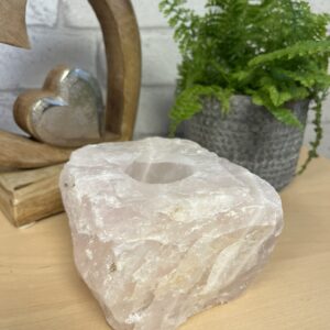Bougeoir quartz rose brut