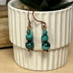 Boucles d'oreilles en cuivre et malachite