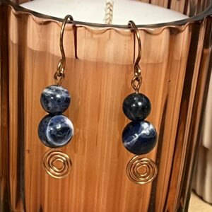 Boucles d'oreilles en cuivre et sodalite