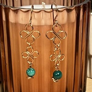 Boucles d'oreilles en cuivre et malachite